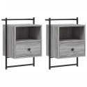 SZAFKI NOCNE WISZĄCE 2SZT SZARY DĄB SONOMA 40X30X61CM