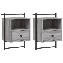 SZAFKI NOCNE WISZĄCE 2SZT SZARY DĄB SONOMA 40X30X61CM