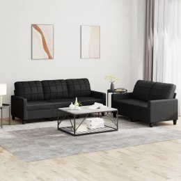 2-OSOBOWA SOFA Z PODUSZKAMI CZARNA SZTUCZNA SKÓRA