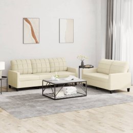 2-OSOBOWA SOFA Z PODUSZKAMI KREMOWA SZTUCZNA SKÓRA