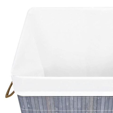 BAMBUSOWY KOSZ NA PRANIE Z POJEDYNCZĄ PRZEGRODĄ SZARY