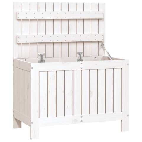 SKRZYNIA OGRODOWA BIAŁA 76X42,5X54CM LITE DREWNO SOSNOWE