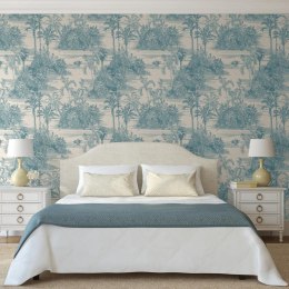 DUTCH WALLCOVERINGS Tapeta Tropical, beżowo-jasnoniebieska