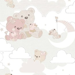 NOORDWAND TAPETA MONDO BABY HUG BEARS RÓŻOWO-BEŻOWA