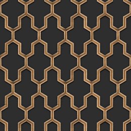 DUTCH WALLCOVERINGS TAPETA GEOMETRIC CZARNO-ZŁOTA