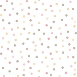 Noordwand Tapeta Mondo baby Confetti Dots, różowo-biało-brązowa