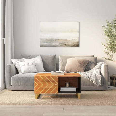 STOLIK KAWOWY BRĄZOWO-CZARNY 80X50X40CM DREWNO MANGO