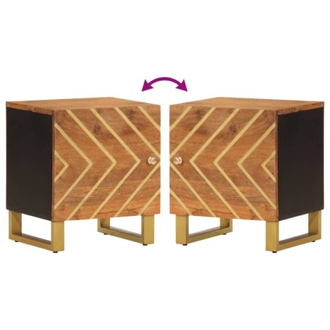 SZAFKA NOCNA BRĄZOWO-CZARNA DREWNO MANGO