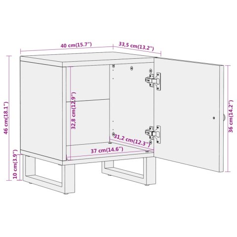 SZAFKA NOCNA BRĄZOWO-CZARNA DREWNO MANGO