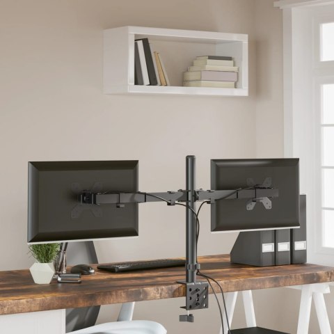 STOJAK NA DWA MONITORY CZARNY STALOWY 75/100MM