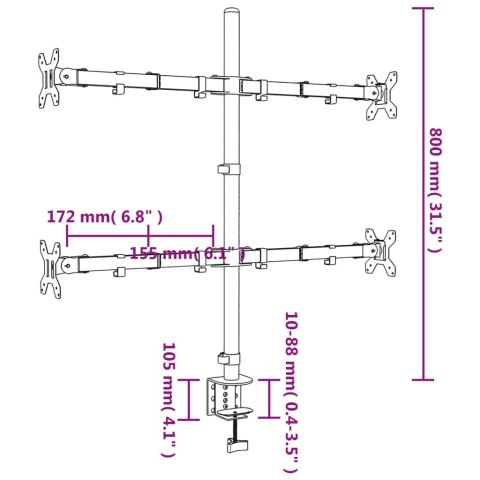 STOJAK NA MONITORY CZARNY STALOWY 75/100MM
