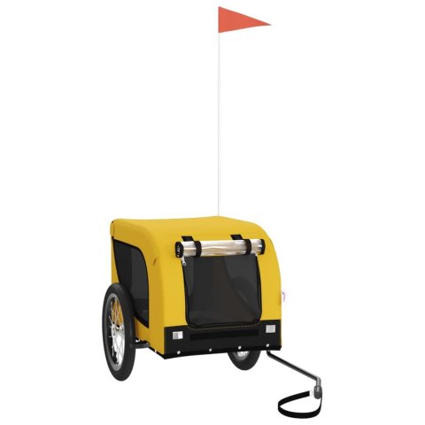 PRZYCZEPKA ROWEROWA DLA ZWIERZĄT PSA KOTA ŻÓŁTO-CZARNA TKANINA I ŻELAZO