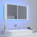 SZAFKA ŁAZIENKOWA Z LUSTREM I LED BIAŁA 90X12X45CM AKRYL