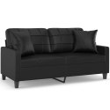 2-OSOBOWA SOFA Z PODUSZKAMI CZARNA 140CM SZTUCZNA SKÓRA