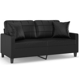 2-OSOBOWA SOFA Z PODUSZKAMI CZARNA 140CM SZTUCZNA SKÓRA