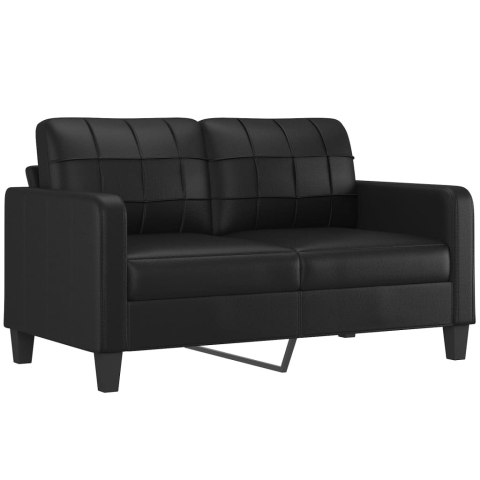 2-OSOBOWA SOFA Z PODUSZKAMI CZARNA 140CM SZTUCZNA SKÓRA