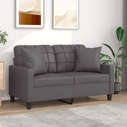 2-OSOBOWA SOFA Z PODUSZKAMI SZARA 120CM SZTUCZNA SKÓRA
