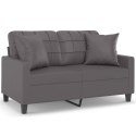 2-OSOBOWA SOFA Z PODUSZKAMI SZARA 120CM SZTUCZNA SKÓRA