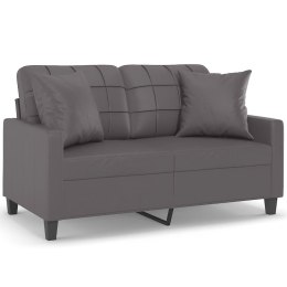 2-OSOBOWA SOFA Z PODUSZKAMI SZARA 120CM SZTUCZNA SKÓRA