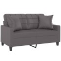 2-OSOBOWA SOFA Z PODUSZKAMI SZARA 120CM SZTUCZNA SKÓRA