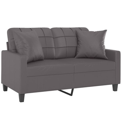 2-OSOBOWA SOFA Z PODUSZKAMI SZARA 120CM SZTUCZNA SKÓRA