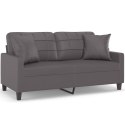 2-OSOBOWA SOFA Z PODUSZKAMI SZARA 140CM SZTUCZNA SKÓRA