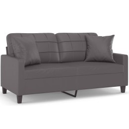 2-OSOBOWA SOFA Z PODUSZKAMI SZARA 140CM SZTUCZNA SKÓRA