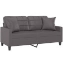 2-OSOBOWA SOFA Z PODUSZKAMI SZARA 140CM SZTUCZNA SKÓRA