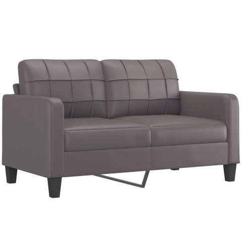2-OSOBOWA SOFA Z PODUSZKAMI SZARA 140CM SZTUCZNA SKÓRA