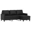 3-OSOBOWA SOFA Z PODNÓŻKIEM CZARNA 180CM SZTUCZNA SKÓRA