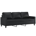 3-OSOBOWA SOFA Z PODNÓŻKIEM CZARNA 180CM SZTUCZNA SKÓRA