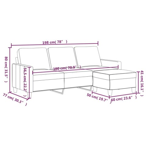 3-OSOBOWA SOFA Z PODNÓŻKIEM CZARNA 180CM SZTUCZNA SKÓRA