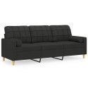 3-OSOBOWA SOFA Z PODUSZKAMI CZARNA 180CM TKANINA