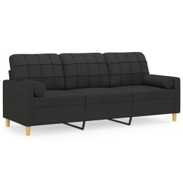 3-OSOBOWA SOFA Z PODUSZKAMI CZARNA 180CM TKANINA