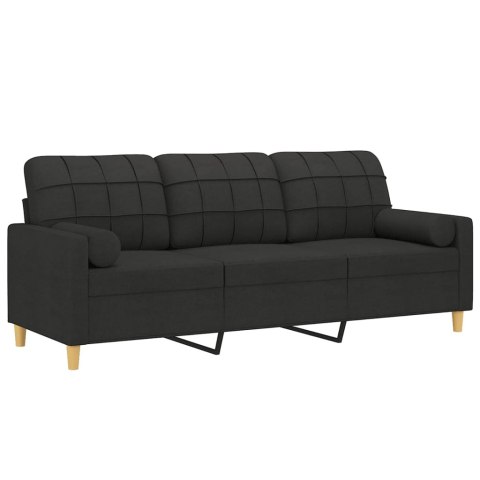 3-OSOBOWA SOFA Z PODUSZKAMI CZARNA 180CM TKANINA