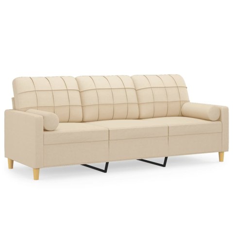 3-OSOBOWA SOFA Z PODUSZKAMI KREMOWA 180CM TKANINA