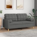 2-OSOBOWA SOFA Z PODUSZKAMI CIEMNOSZARA 140CM TKANINA