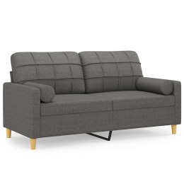 2-OSOBOWA SOFA Z PODUSZKAMI CIEMNOSZARA 140CM TKANINA