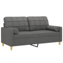 2-OSOBOWA SOFA Z PODUSZKAMI CIEMNOSZARA 140CM TKANINA