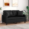 2-OSOBOWA SOFA Z PODUSZKAMI CZARNA 120CM SZTUCZNA SKÓRA