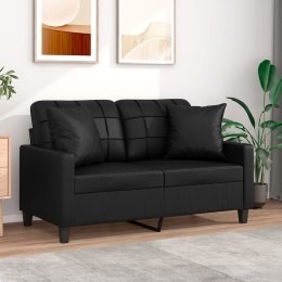 2-OSOBOWA SOFA Z PODUSZKAMI CZARNA 120CM SZTUCZNA SKÓRA