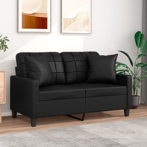 2-OSOBOWA SOFA Z PODUSZKAMI CZARNA 120CM SZTUCZNA SKÓRA