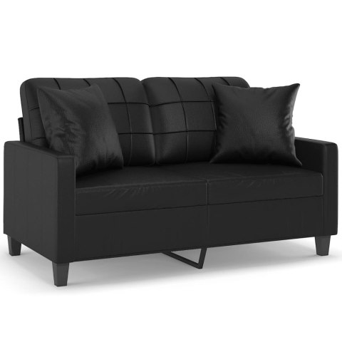 2-OSOBOWA SOFA Z PODUSZKAMI CZARNA 120CM SZTUCZNA SKÓRA