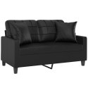 2-OSOBOWA SOFA Z PODUSZKAMI CZARNA 120CM SZTUCZNA SKÓRA