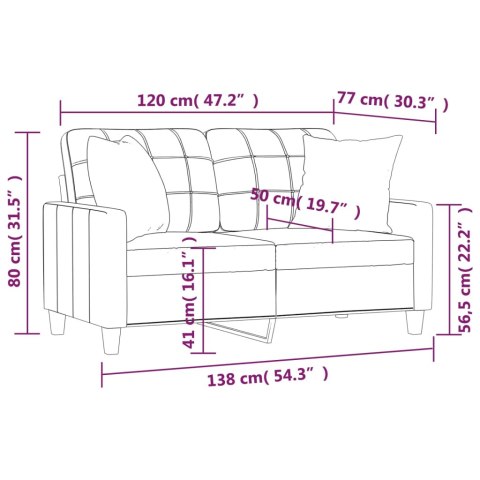 2-OSOBOWA SOFA Z PODUSZKAMI CZARNA 120CM SZTUCZNA SKÓRA