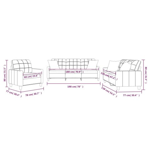 3-CZ. KOMPLET WYPOCZYNKOWY Z PODUSZKAMI CZARNY SZTUCZNA SKÓRA