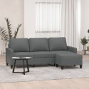 3-OSOBOWA SOFA Z PODNÓŻKIEM CIEMNOSZARY 180CM TKANINĄ