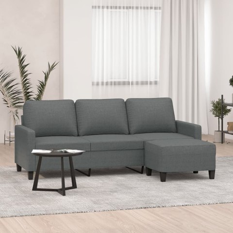 3-OSOBOWA SOFA Z PODNÓŻKIEM CIEMNOSZARY 180CM TKANINĄ