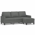 3-OSOBOWA SOFA Z PODNÓŻKIEM CIEMNOSZARY 180CM TKANINĄ