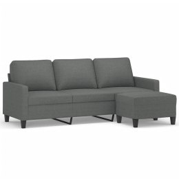 3-OSOBOWA SOFA Z PODNÓŻKIEM CIEMNOSZARY 180CM TKANINĄ